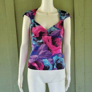 NWT KAREN MILLEN Floral Slim Top US 4